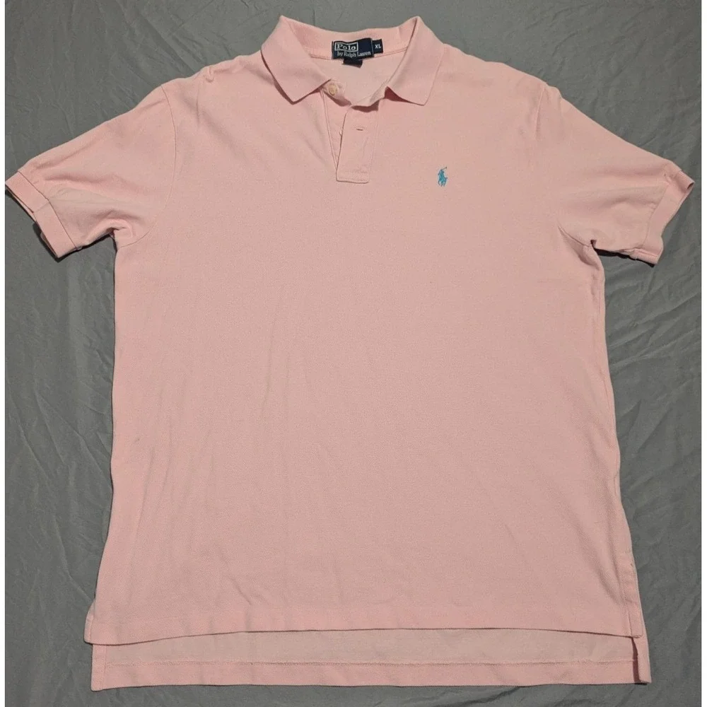 Vtg Polo By Ralph Lauren Polo Shirt Short Sleeve Solid Pink Sz XL 100% Cotton